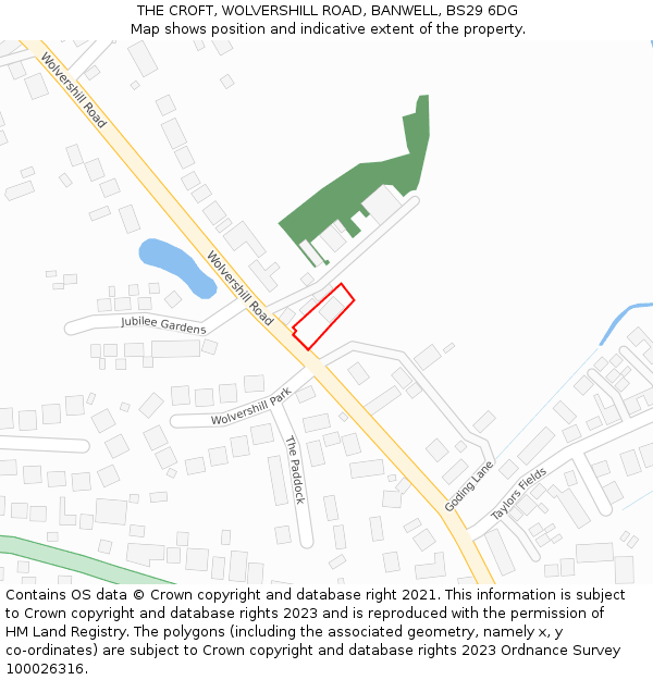 THE CROFT, WOLVERSHILL ROAD, BANWELL, BS29 6DG: Location map and indicative extent of plot