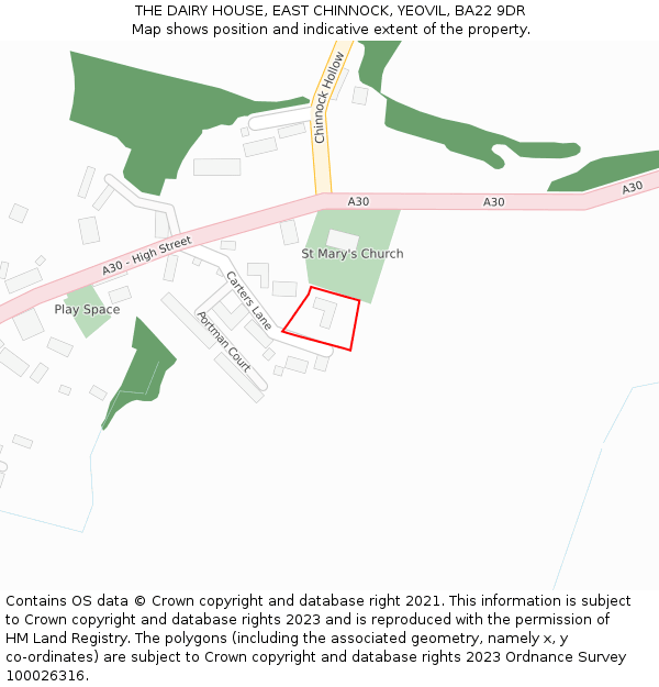 THE DAIRY HOUSE, EAST CHINNOCK, YEOVIL, BA22 9DR: Location map and indicative extent of plot