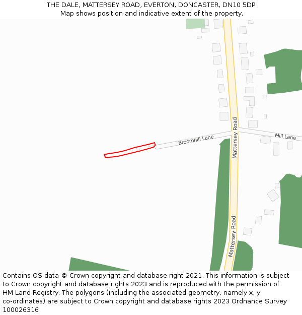 THE DALE, MATTERSEY ROAD, EVERTON, DONCASTER, DN10 5DP: Location map and indicative extent of plot