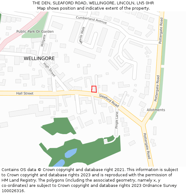 THE DEN, SLEAFORD ROAD, WELLINGORE, LINCOLN, LN5 0HR: Location map and indicative extent of plot