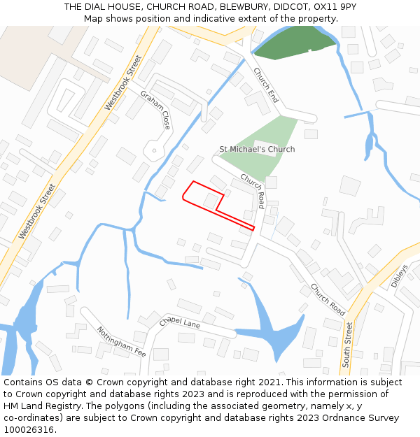 THE DIAL HOUSE, CHURCH ROAD, BLEWBURY, DIDCOT, OX11 9PY: Location map and indicative extent of plot