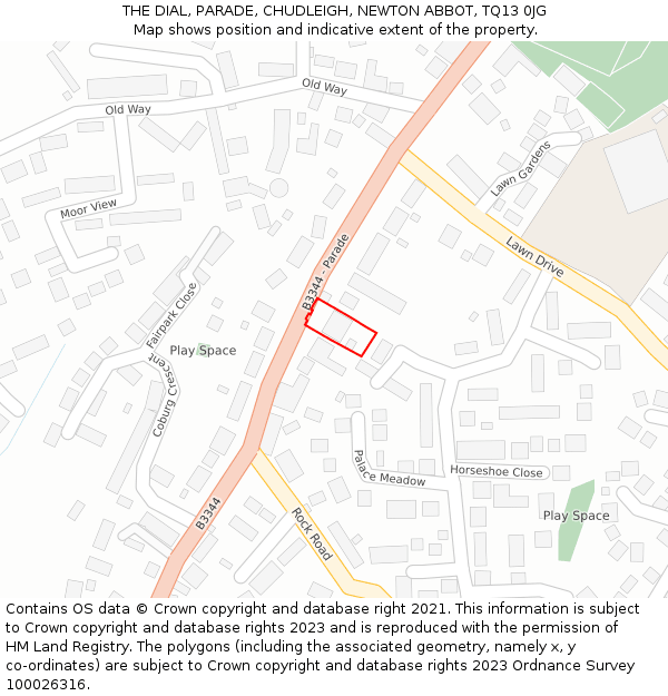 THE DIAL, PARADE, CHUDLEIGH, NEWTON ABBOT, TQ13 0JG: Location map and indicative extent of plot