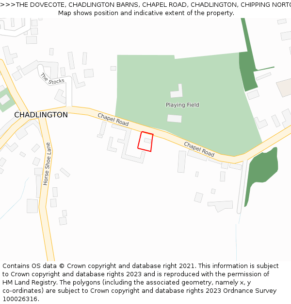 THE DOVECOTE, CHADLINGTON BARNS, CHAPEL ROAD, CHADLINGTON, CHIPPING NORTON, OX7 3NX: Location map and indicative extent of plot