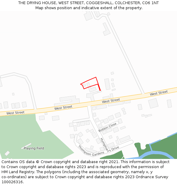 THE DRYING HOUSE, WEST STREET, COGGESHALL, COLCHESTER, CO6 1NT: Location map and indicative extent of plot