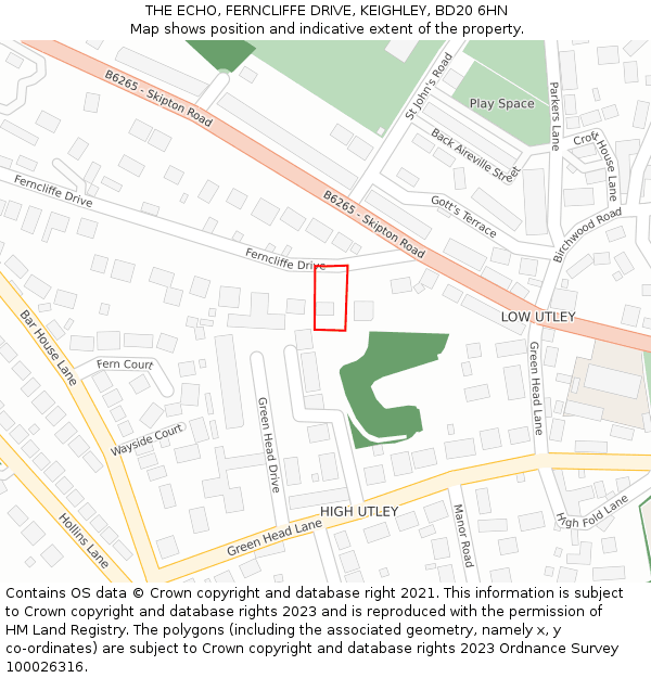 THE ECHO, FERNCLIFFE DRIVE, KEIGHLEY, BD20 6HN: Location map and indicative extent of plot