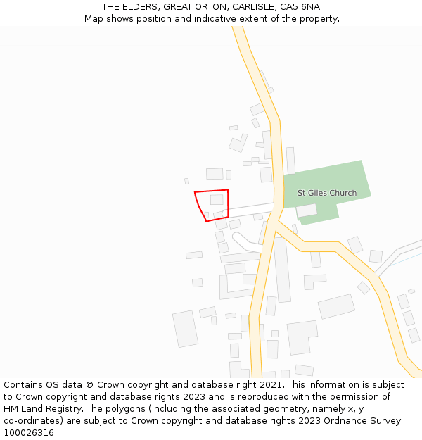 THE ELDERS, GREAT ORTON, CARLISLE, CA5 6NA: Location map and indicative extent of plot