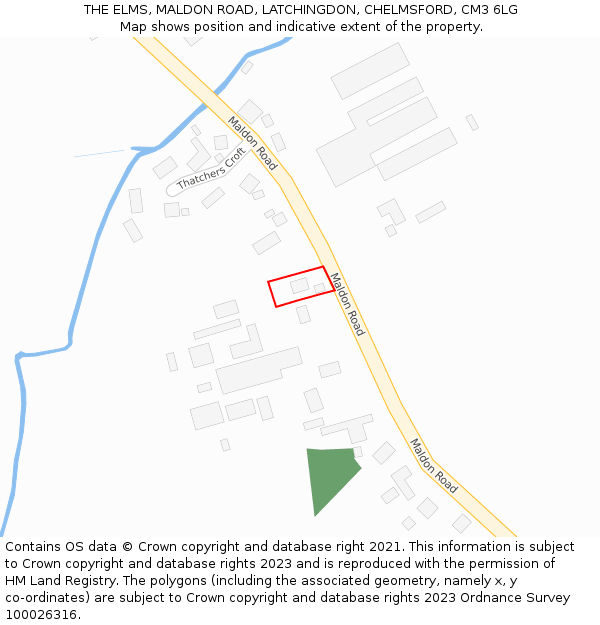 THE ELMS, MALDON ROAD, LATCHINGDON, CHELMSFORD, CM3 6LG: Location map and indicative extent of plot