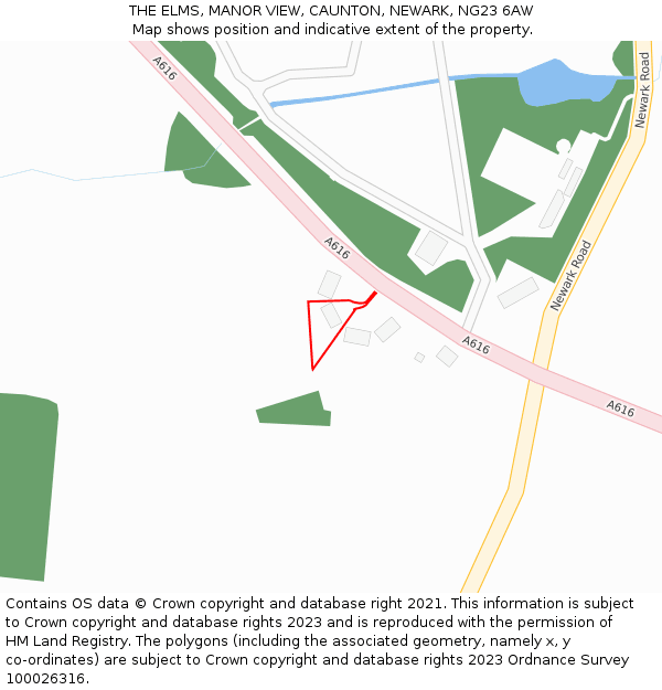 THE ELMS, MANOR VIEW, CAUNTON, NEWARK, NG23 6AW: Location map and indicative extent of plot