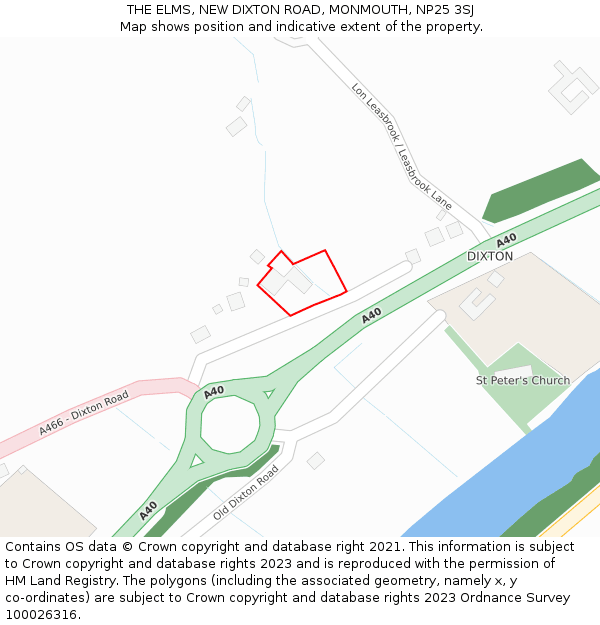 THE ELMS, NEW DIXTON ROAD, MONMOUTH, NP25 3SJ: Location map and indicative extent of plot