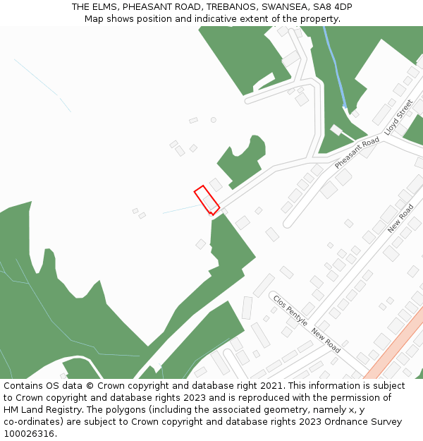 THE ELMS, PHEASANT ROAD, TREBANOS, SWANSEA, SA8 4DP: Location map and indicative extent of plot