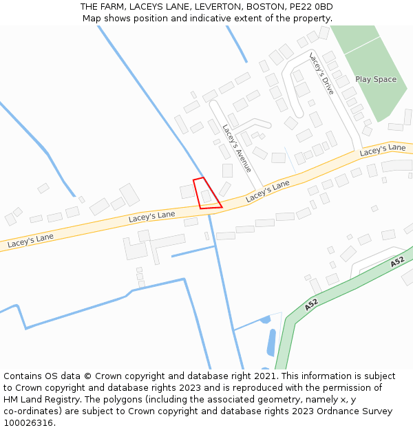 THE FARM, LACEYS LANE, LEVERTON, BOSTON, PE22 0BD: Location map and indicative extent of plot