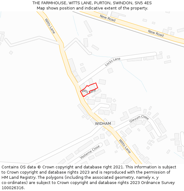 THE FARMHOUSE, WITTS LANE, PURTON, SWINDON, SN5 4ES: Location map and indicative extent of plot