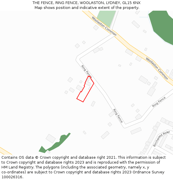 THE FENCE, RING FENCE, WOOLASTON, LYDNEY, GL15 6NX: Location map and indicative extent of plot