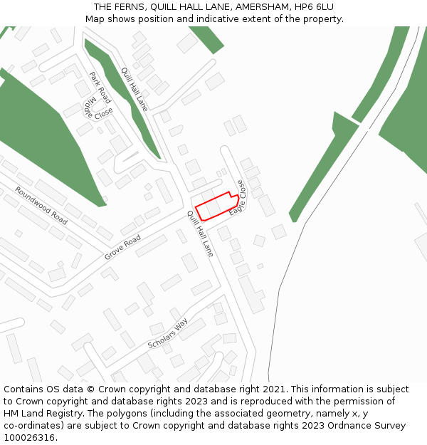 THE FERNS, QUILL HALL LANE, AMERSHAM, HP6 6LU: Location map and indicative extent of plot