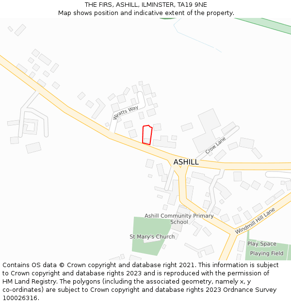 THE FIRS, ASHILL, ILMINSTER, TA19 9NE: Location map and indicative extent of plot