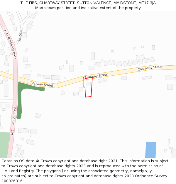 THE FIRS, CHARTWAY STREET, SUTTON VALENCE, MAIDSTONE, ME17 3JA: Location map and indicative extent of plot