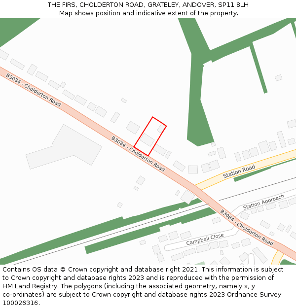 THE FIRS, CHOLDERTON ROAD, GRATELEY, ANDOVER, SP11 8LH: Location map and indicative extent of plot