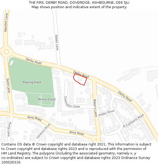 THE FIRS, DERBY ROAD, DOVERIDGE, ASHBOURNE, DE6 5JU: Location map and indicative extent of plot