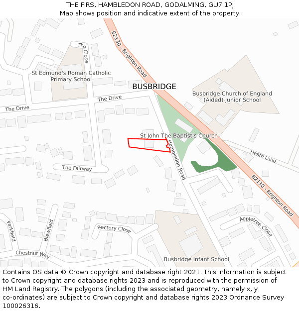 THE FIRS, HAMBLEDON ROAD, GODALMING, GU7 1PJ: Location map and indicative extent of plot