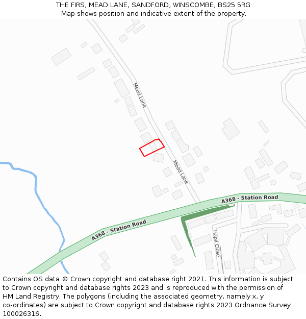 THE FIRS, MEAD LANE, SANDFORD, WINSCOMBE, BS25 5RG: Location map and indicative extent of plot