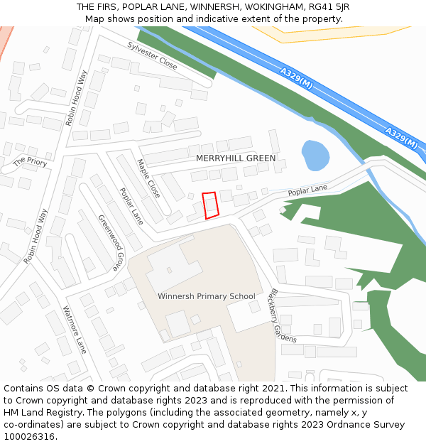 THE FIRS, POPLAR LANE, WINNERSH, WOKINGHAM, RG41 5JR: Location map and indicative extent of plot