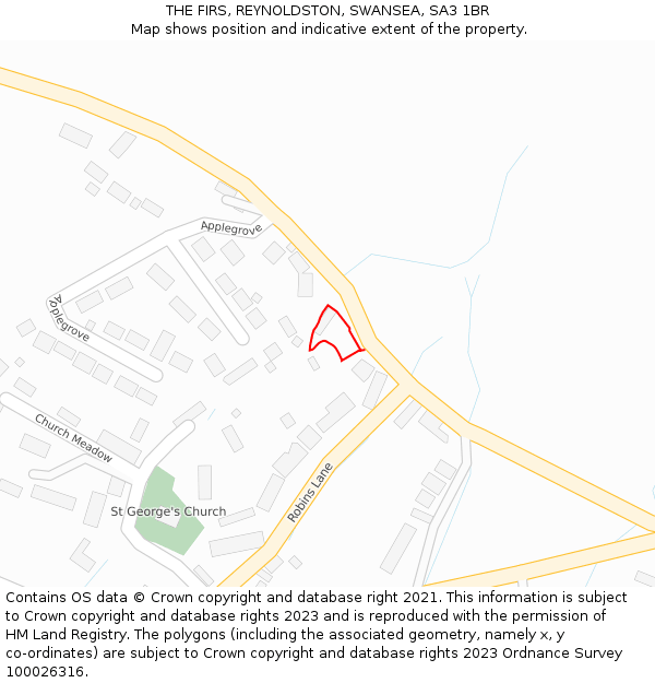 THE FIRS, REYNOLDSTON, SWANSEA, SA3 1BR: Location map and indicative extent of plot