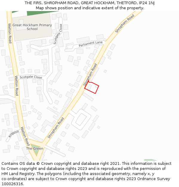THE FIRS, SHROPHAM ROAD, GREAT HOCKHAM, THETFORD, IP24 1NJ: Location map and indicative extent of plot