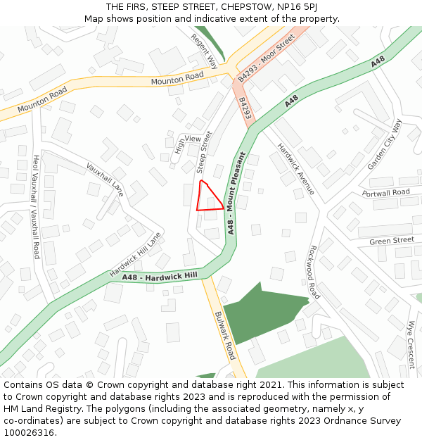 THE FIRS, STEEP STREET, CHEPSTOW, NP16 5PJ: Location map and indicative extent of plot