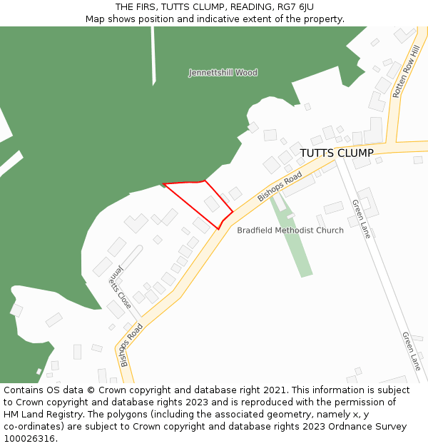 THE FIRS, TUTTS CLUMP, READING, RG7 6JU: Location map and indicative extent of plot