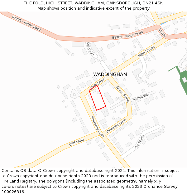 THE FOLD, HIGH STREET, WADDINGHAM, GAINSBOROUGH, DN21 4SN: Location map and indicative extent of plot