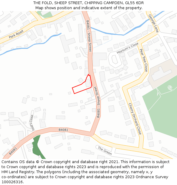 THE FOLD, SHEEP STREET, CHIPPING CAMPDEN, GL55 6DR: Location map and indicative extent of plot