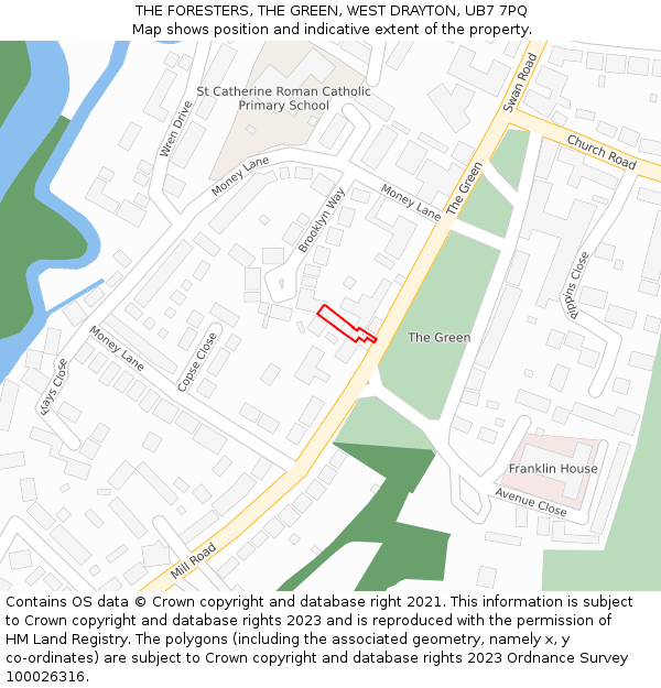 THE FORESTERS, THE GREEN, WEST DRAYTON, UB7 7PQ: Location map and indicative extent of plot