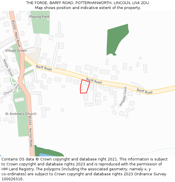 THE FORGE, BARFF ROAD, POTTERHANWORTH, LINCOLN, LN4 2DU: Location map and indicative extent of plot