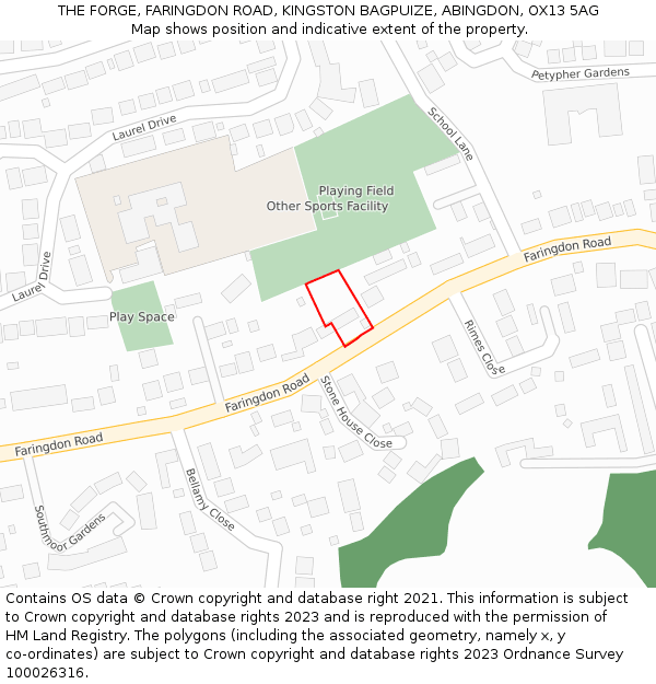 THE FORGE, FARINGDON ROAD, KINGSTON BAGPUIZE, ABINGDON, OX13 5AG: Location map and indicative extent of plot