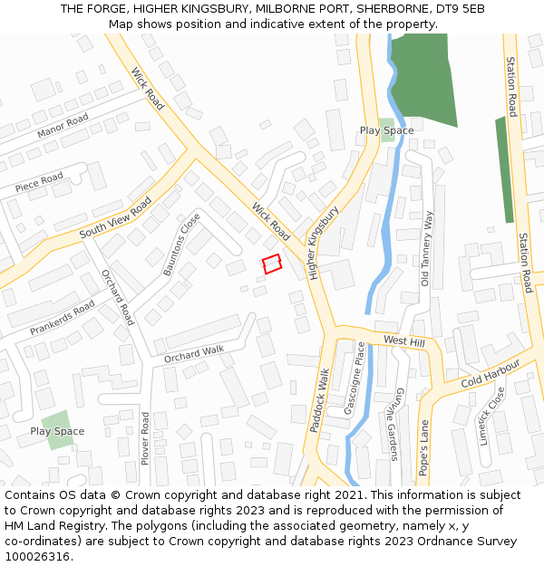 THE FORGE, HIGHER KINGSBURY, MILBORNE PORT, SHERBORNE, DT9 5EB: Location map and indicative extent of plot