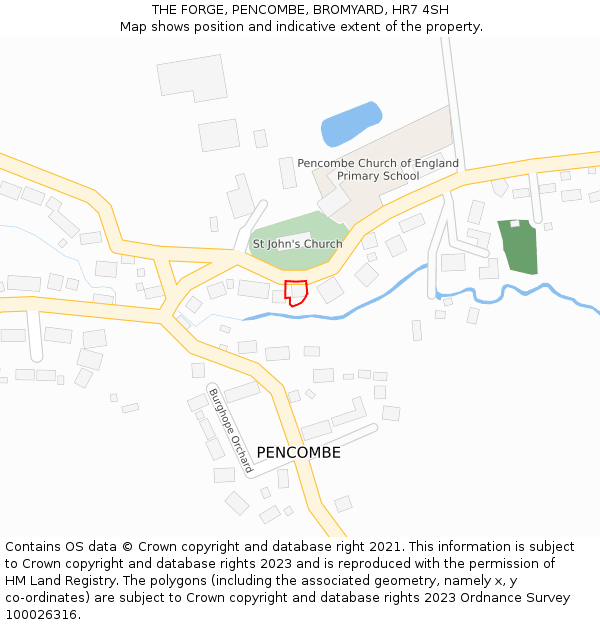 THE FORGE, PENCOMBE, BROMYARD, HR7 4SH: Location map and indicative extent of plot