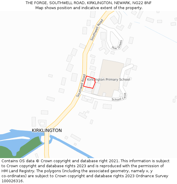 THE FORGE, SOUTHWELL ROAD, KIRKLINGTON, NEWARK, NG22 8NF: Location map and indicative extent of plot