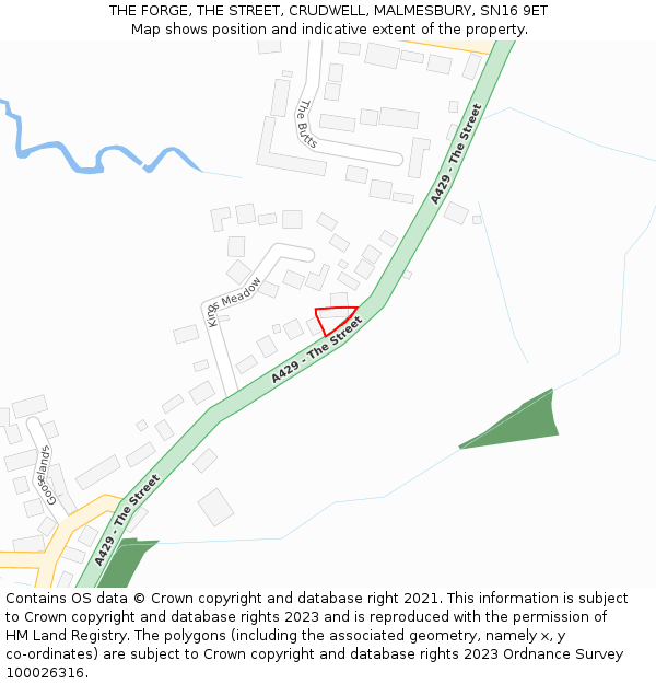 THE FORGE, THE STREET, CRUDWELL, MALMESBURY, SN16 9ET: Location map and indicative extent of plot
