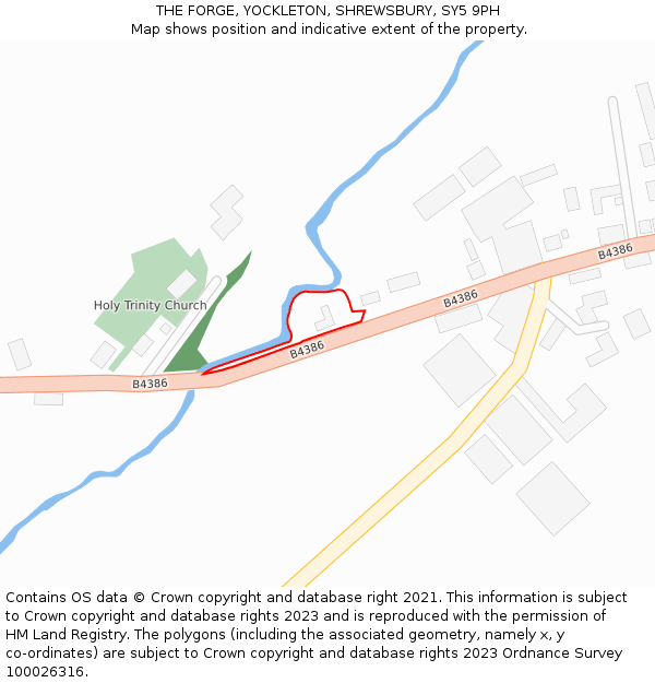 THE FORGE, YOCKLETON, SHREWSBURY, SY5 9PH: Location map and indicative extent of plot