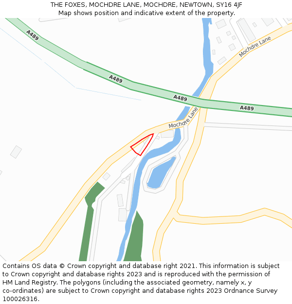 THE FOXES, MOCHDRE LANE, MOCHDRE, NEWTOWN, SY16 4JF: Location map and indicative extent of plot