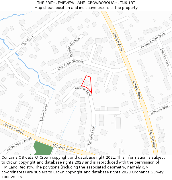 THE FRITH, FAIRVIEW LANE, CROWBOROUGH, TN6 1BT: Location map and indicative extent of plot