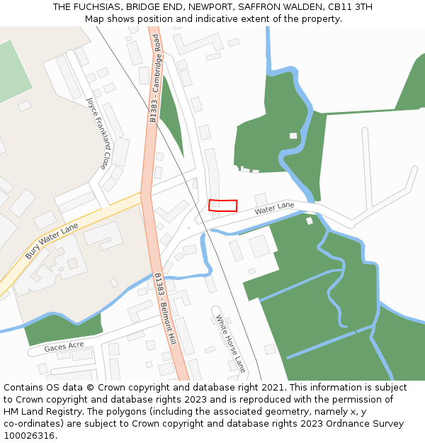 THE FUCHSIAS, BRIDGE END, NEWPORT, SAFFRON WALDEN, CB11 3TH: Location map and indicative extent of plot