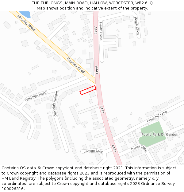 THE FURLONGS, MAIN ROAD, HALLOW, WORCESTER, WR2 6LQ: Location map and indicative extent of plot