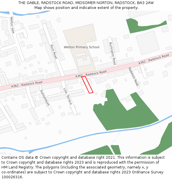 THE GABLE, RADSTOCK ROAD, MIDSOMER NORTON, RADSTOCK, BA3 2AW: Location map and indicative extent of plot