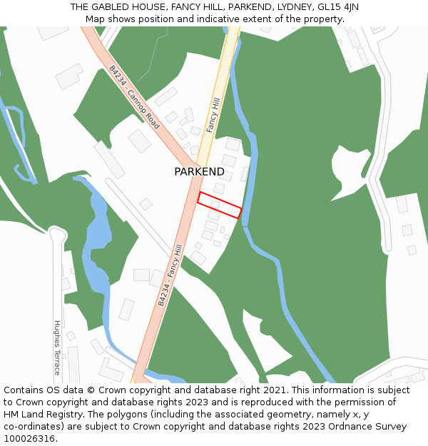 THE GABLED HOUSE, FANCY HILL, PARKEND, LYDNEY, GL15 4JN: Location map and indicative extent of plot