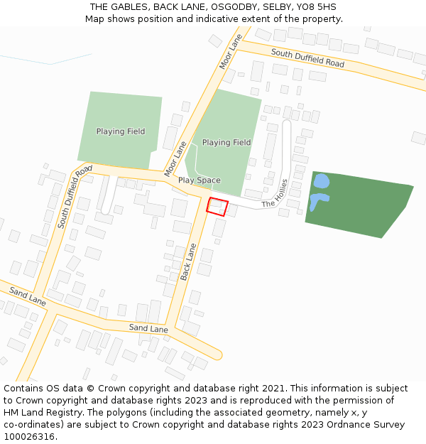 THE GABLES, BACK LANE, OSGODBY, SELBY, YO8 5HS: Location map and indicative extent of plot