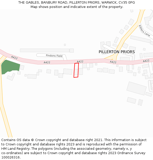 THE GABLES, BANBURY ROAD, PILLERTON PRIORS, WARWICK, CV35 0PG: Location map and indicative extent of plot