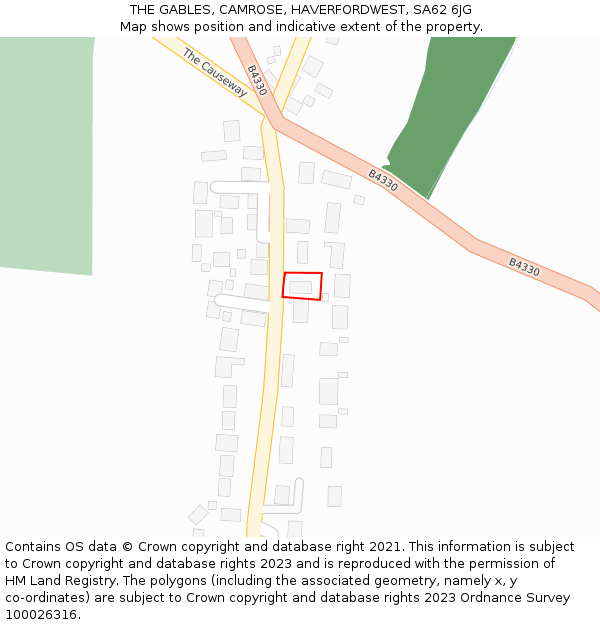 THE GABLES, CAMROSE, HAVERFORDWEST, SA62 6JG: Location map and indicative extent of plot