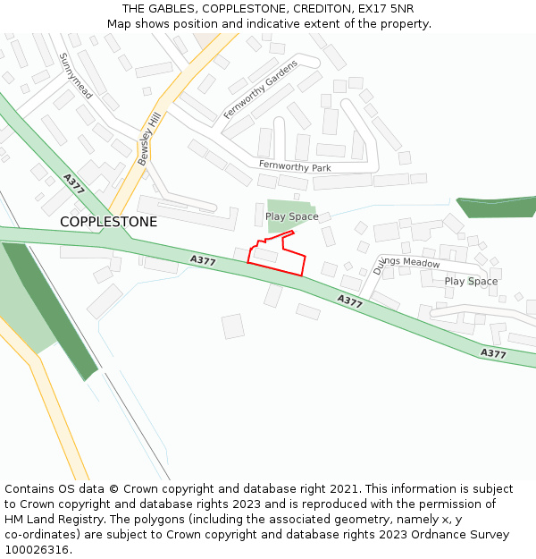 THE GABLES, COPPLESTONE, CREDITON, EX17 5NR: Location map and indicative extent of plot