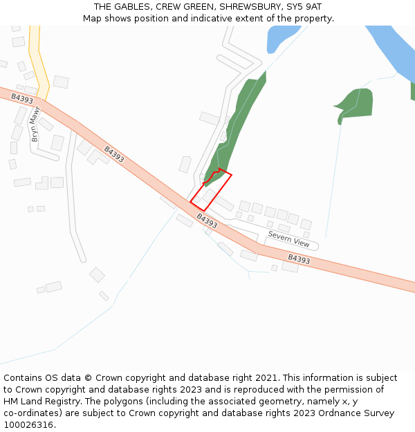 THE GABLES, CREW GREEN, SHREWSBURY, SY5 9AT: Location map and indicative extent of plot